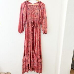 Anthropologie Boemo orange paisley‎ maxi dress Size MP